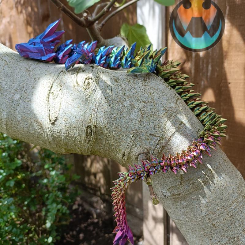 Flexi / Articulated Crystal Dragon. Large high quality 3D printed fidget / anxiety toy / ornament / sculpture Decor Gift Movable sensory 1