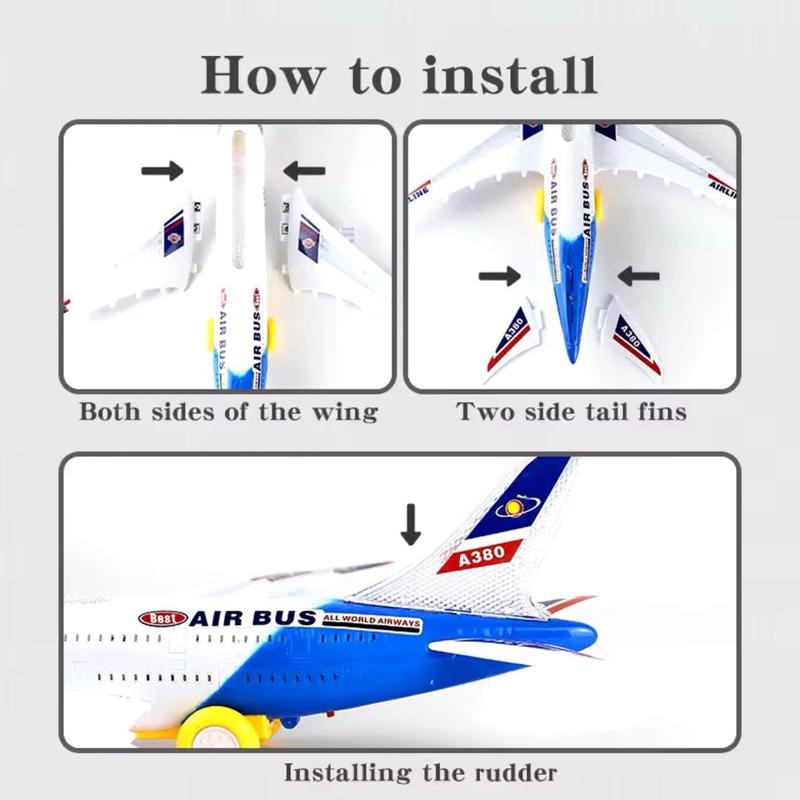 Airplane Toy Kids Airbus A380 Large & Small Size Aeroplane Toys Electric with Flashing Lights LED & Music Bump & Go Educational Toys For Toddlers Children Boy & Girl Best for Birthday Christmas Gifts Present 7