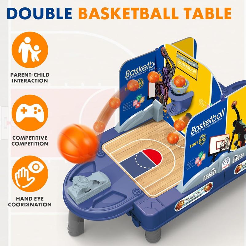 Mini Basketball Shooting Game Toy - 24-Inch Finger Flick Basketball Set, Desktop Basketball Tabletop Set with Court, Movable Basket and Score Feature - Fun for Kids & Adults 1