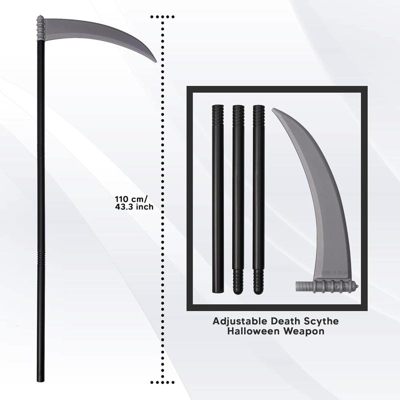 Product Introduction of 110cm Detachable Plastic Scythe Halloween Staff - Perfect Props for Grim Reaper Costume - Clothing, Menswear Spooky Underwear 6
