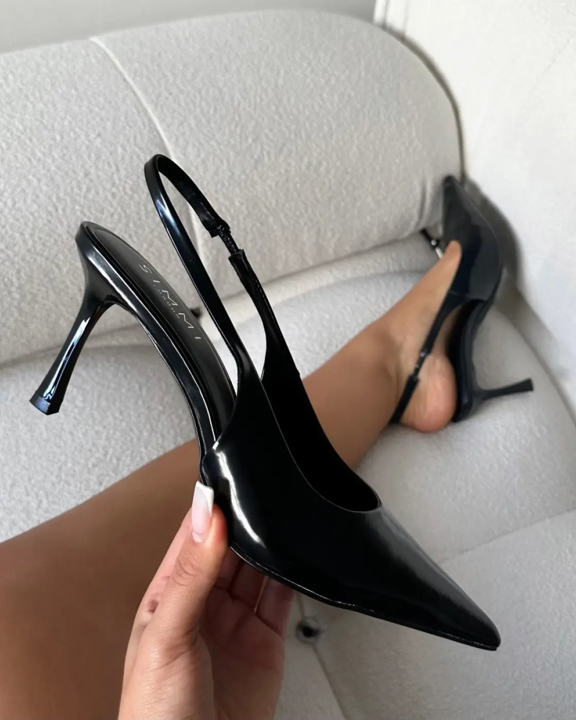 SIMMI Liorra Black Box Sling Back Court Shoes 3 inches Heel - Everyday Women's Shoes