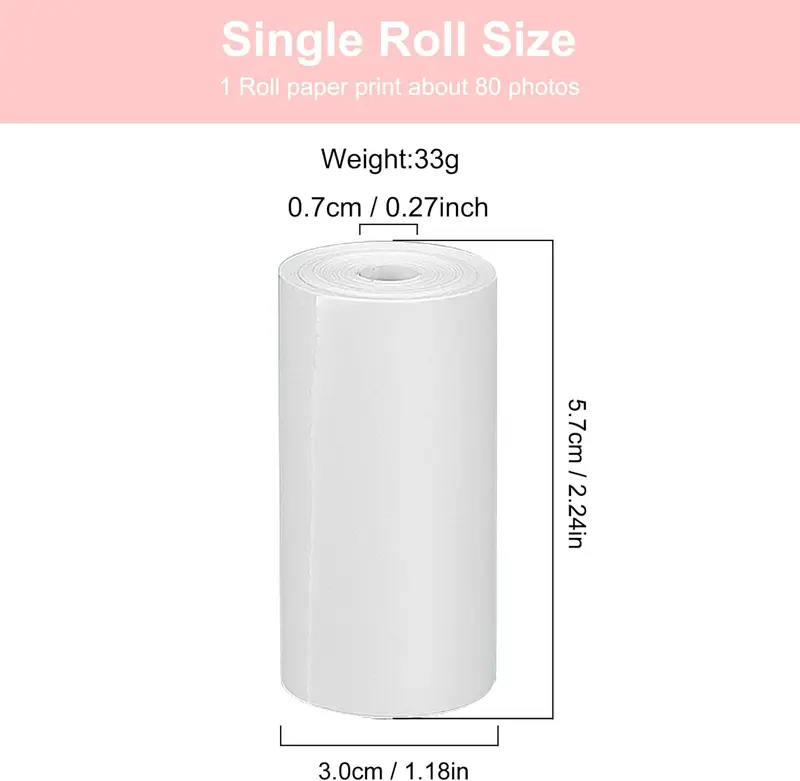 【UK SELLER Delivered with in 48H】Thermal Paper Roll, 5 Rolls Camera Print Paper Non-Adhesive Camera Printer Paper Mini Creator Camera Refill Paper Roll Bill Receipt Printing Paper Rolls for Kids Instant Print Camera 57mm*30mm 1