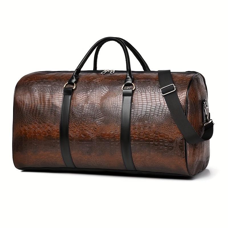 Large Capacity Travel Bag, Unisex Crocodile Pattern Luggage Bag, Retro Versatile Vacation Bag, Gift Duffel Bag 4
