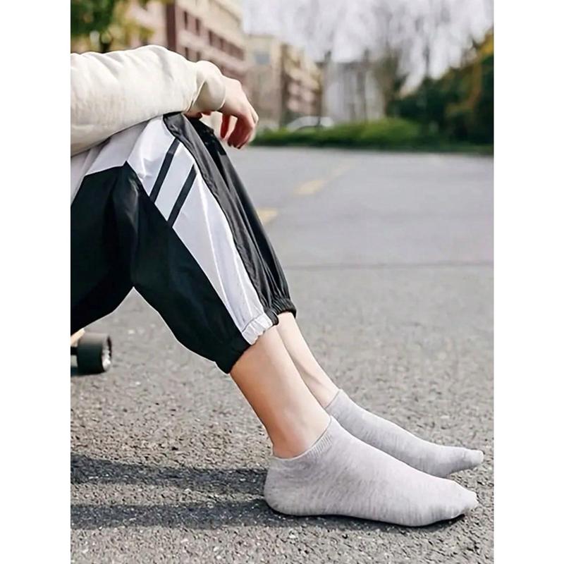 1/5/10/15/20/25/30 Pairs Men Socks Essential Ankle Socks, Soft & Lightweight All-Match Low Cut Ankle Socks, Women's Stockings & Hosiery, Gym Fabric Menswear Day Polyester Stripe Unisex Multicolor 5