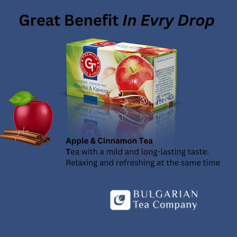 Premium GT Herbs & Fruits Herbal Tea 20 Tea Bags 1.5g (Apple & Cinamin) 1