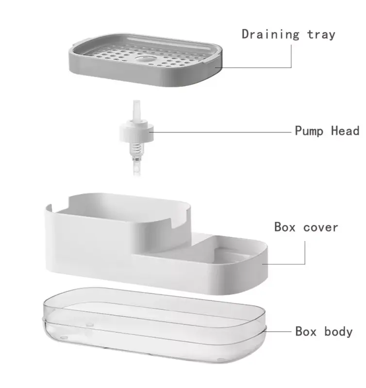Kitchen Liquid Soap Pump Dispenser 2 in1 ABS Sponge Holder + Sponge 7