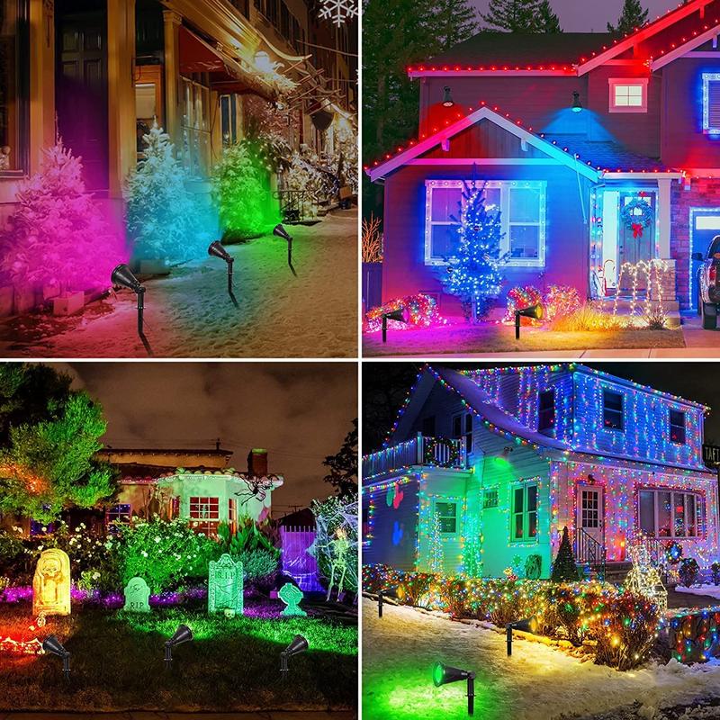 Product Introduction of 2Pack 7 LED Solar Spot Light Outdoor Garden Security Landscape Walkway Waterproof Lamp Color-Changing Garden Solar Lights Security Lighting Path Lights Christmas Landscape Light for Patio Lawn Tree Yard Garden 13