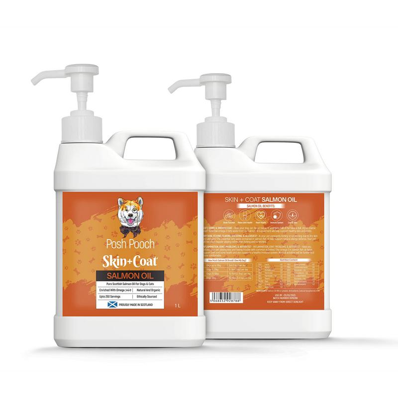 Scottish Salmon Oil For Dogs & Cats 1 Litre Omega 3,6,9 Vitamin E, Pure Fish Oil Promotes Coat, Enhanced Appetite, Relieves Itchiness, Increase Energy Kibble Supplement Booster (1 Litre (1000ml)) 0