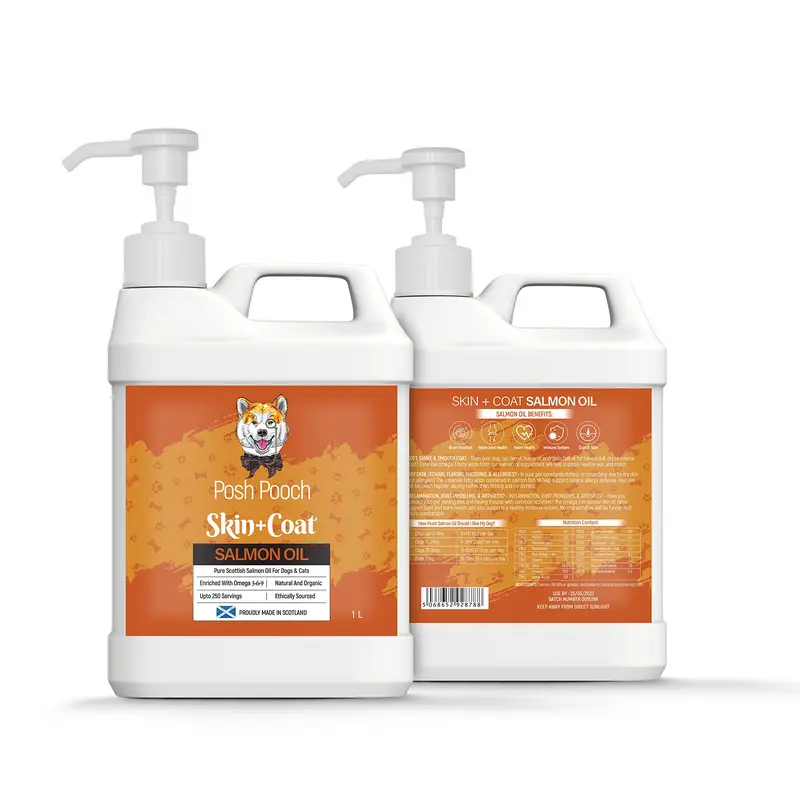 Scottish Salmon Oil For Dogs & Cats 1 Litre Omega 3,6,9 Vitamin E, Pure Fish Oil Promotes Coat, Enhanced Appetite, Relieves Itchiness, Increase Energy Kibble Supplement Booster (1 Litre (1000ml)) 0