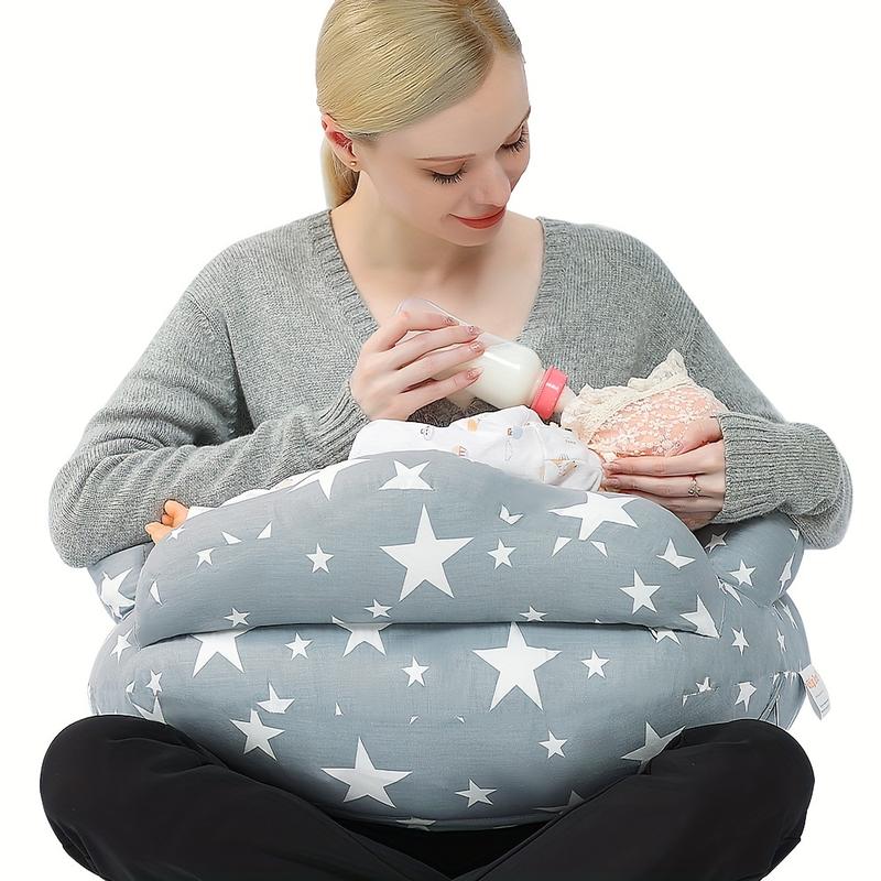 Breastfeeding Pillow with Adjustable Waist Strap and Safety Fence, Nursing Pillow XXL Maternity Pillow, Pregnancy Pillow for Sleeping with Removable Blue Cover 0