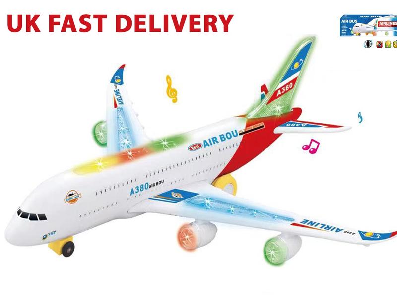 Kids Large Plane A380 Air-Bus Toy Bump & Go Aircraft for boys and girls Kids LED Lights Music Toy 4