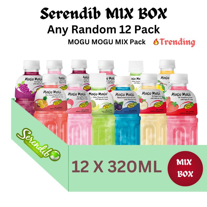 Mogu Mogu Mix Box 12 Bottles Fruit Juice 320ml with Nata De Coco Any Random Assorted Pack Beverage Fruity Drink 0
