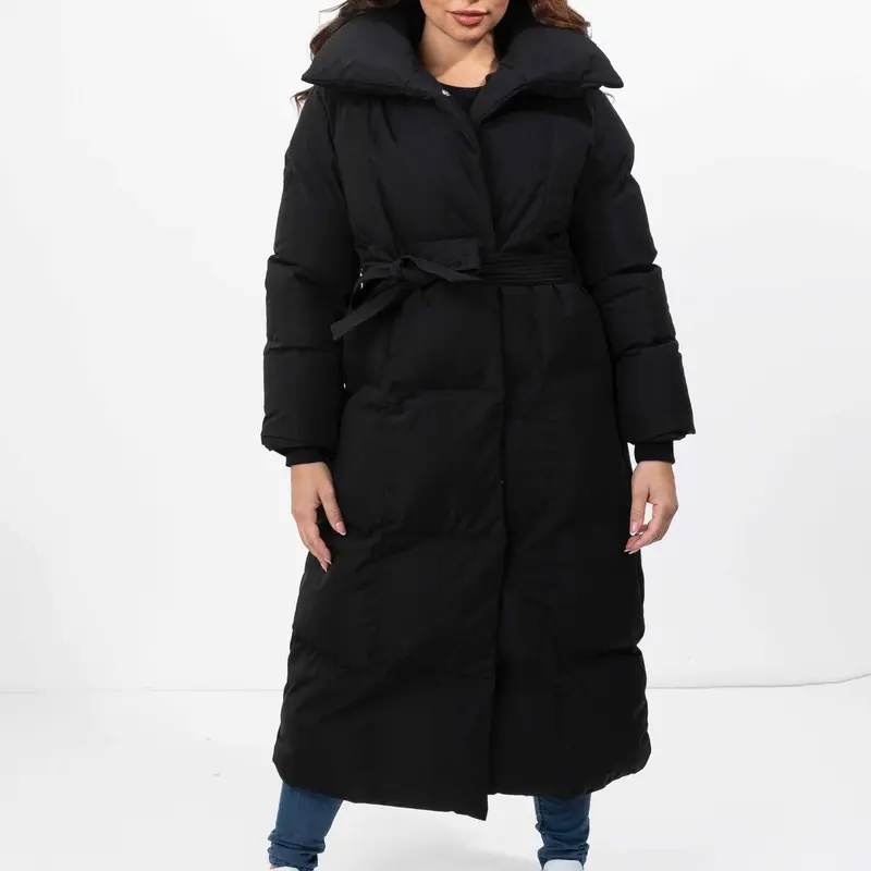 “Elevate your winter wardrobe with the Ayla Padded High Neck Belted Longline Coat! 4