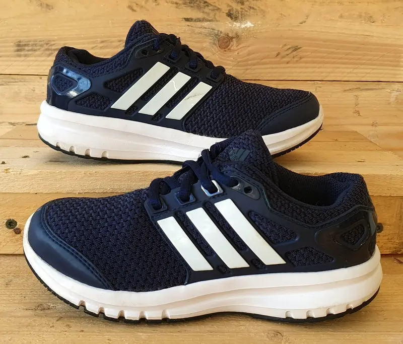 Adidas Run Low Textile Trainers UK1/US1.5/EU33 BY2485 Navy Blue/White