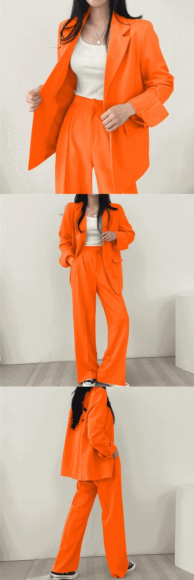 Product Introduction of High Quality Women Blazer Set Solid Pocketed Lined Coat + High Waist Suit Pants Office Lady Formal Two Piece Set 4