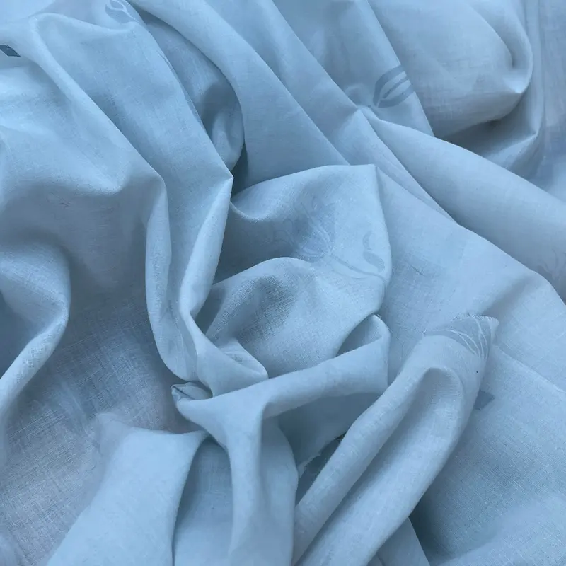 Tulips Floral Print Cotton Muslin Fabric, Sky 2
