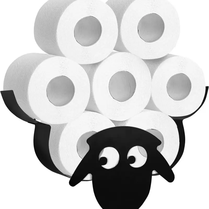 Black Sheep Toilet Roll Paper Metal Holder Tissue Storage Wall Mount Bathroom