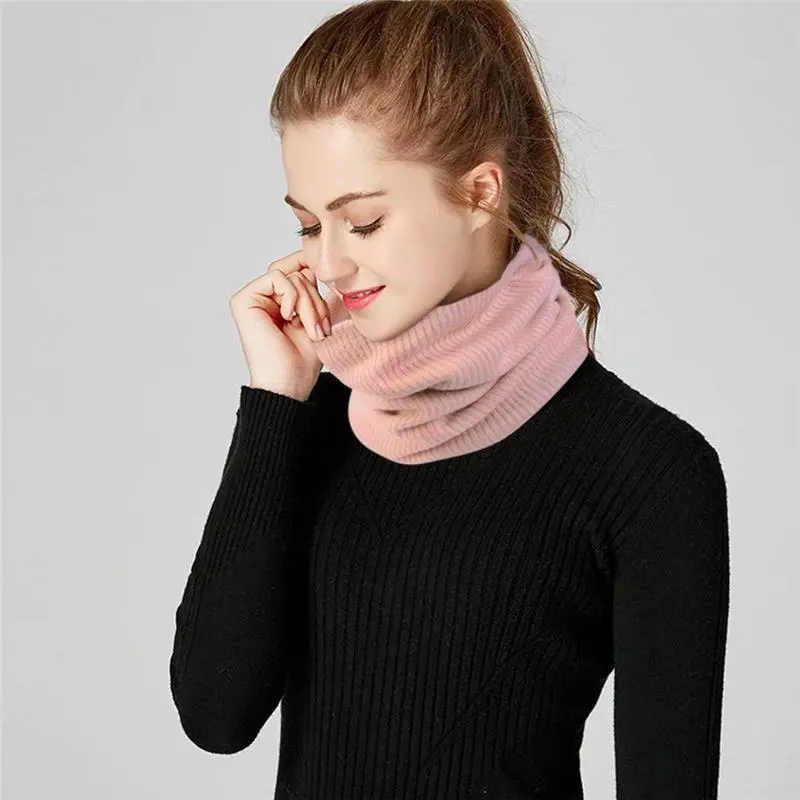2 Pack Unisex Winter Neck Warmer Thermal Lined Infinity Knitted Snood Scarf for Mens Womens 4