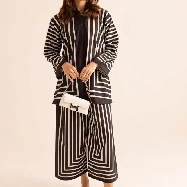 SilayiPret Silk Lawn 2PC Summer Co-Ord Set Black & White - RIA(B)