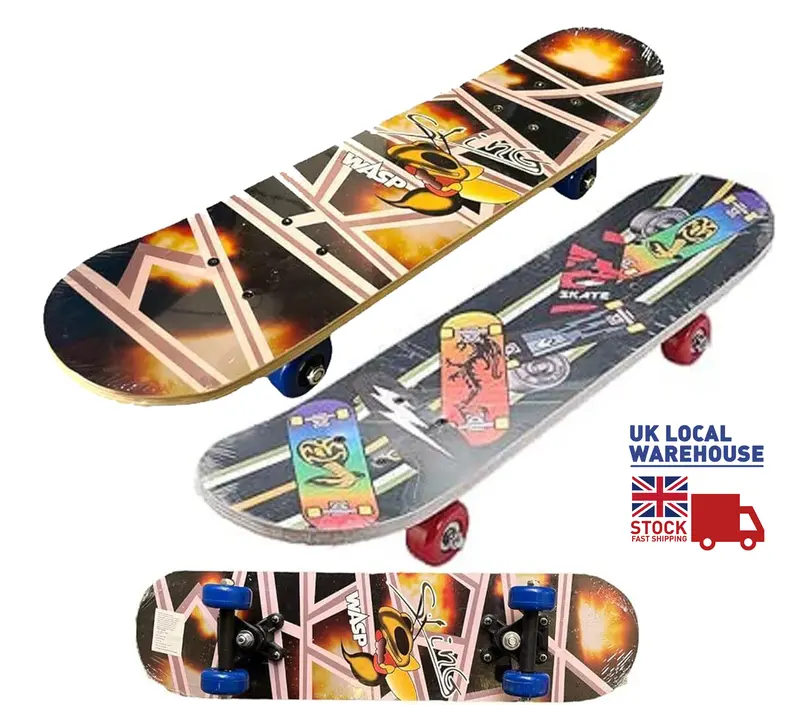 Graffiti Skateboard Wooden Complete for Adults and Kids Double Kick New WOODEN BOARD UK 0