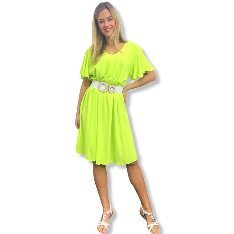 JCUKOUTLET SWING MIDI DRESS LARGE CIRCLE HEM V-NECK FLUTTER SLEEVES LADISE FASHION SUMMER DRESS RELAXING FIT ONE SIZE FITS ALL 10-22 PLUS SIZE MIDI DRESS 2