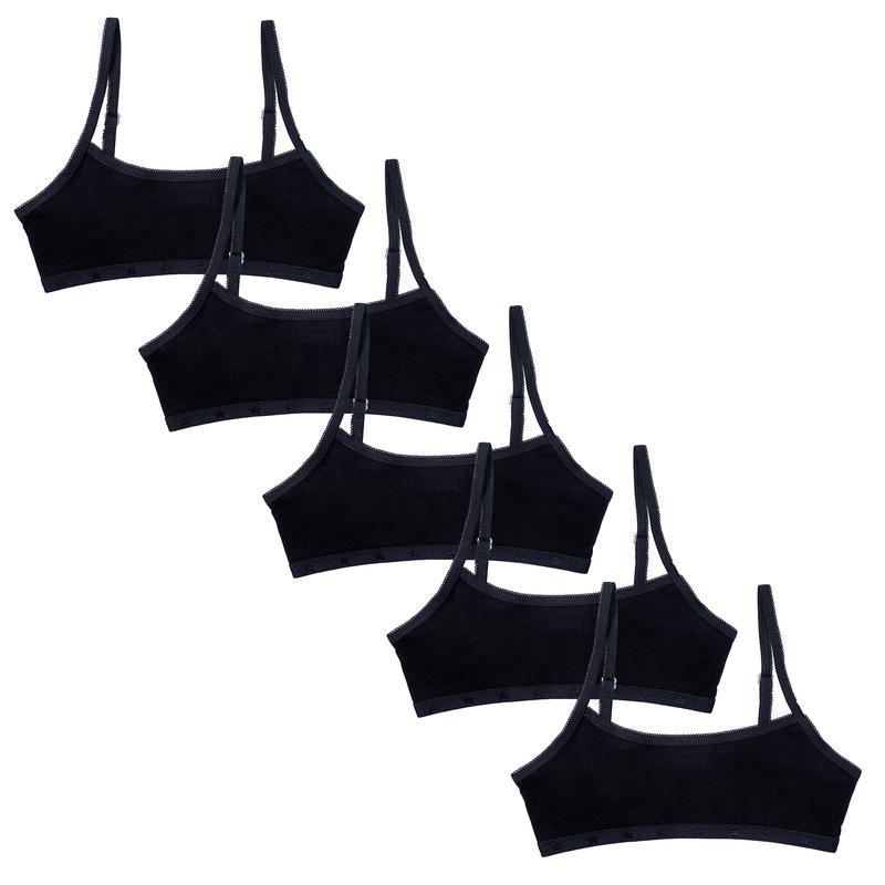 Girls Crop Tops 5 Pack Bra Top Training Bra Underwear White Cotton Stretch Size 6-13 Years 2