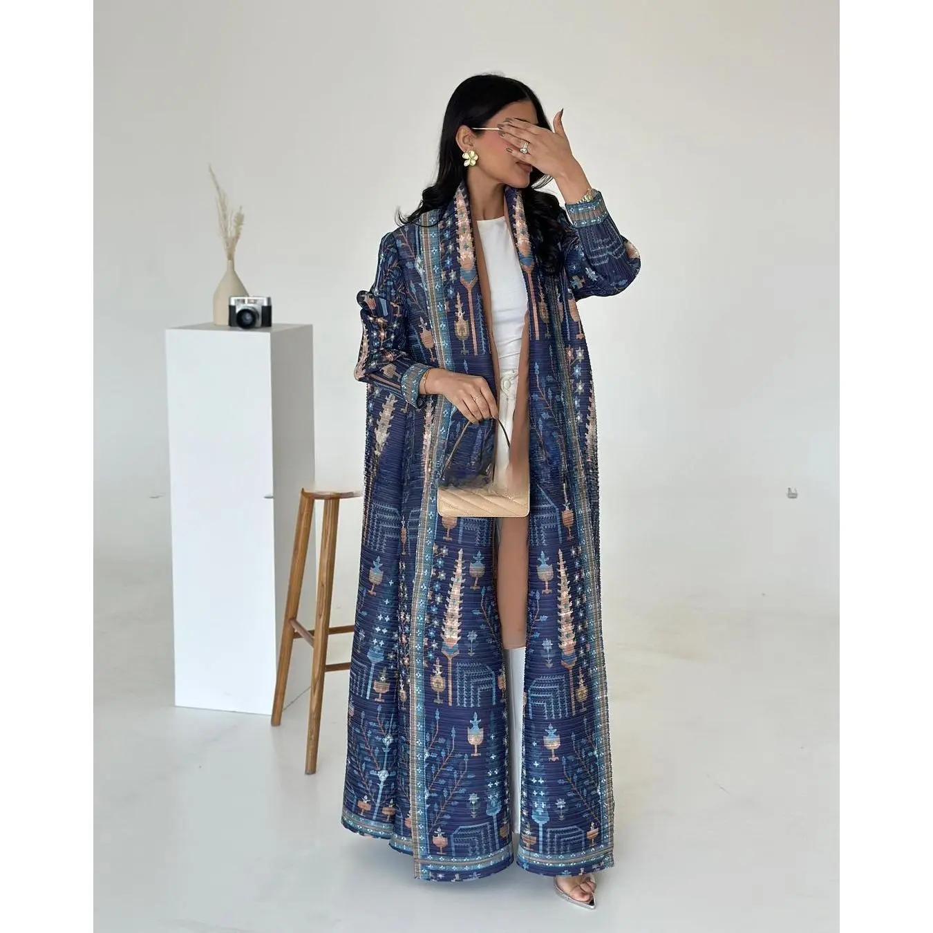 HS5836 Inclusive Fit Ruffled Georgette Holy Month Elastic Abaya