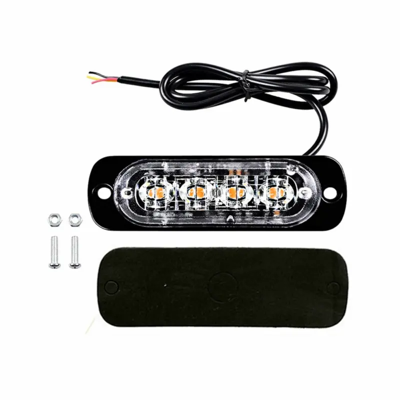 4x 4 LED Amber Recovery Strobe Flashing Grille Light Lightbar Truck Beacon Lamp 4