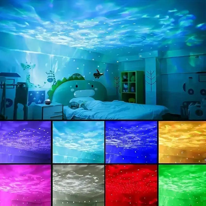 Starry Sky Projector Night Light, USB Powered Wave Projector Night Light with Remote Control, Decorative Light for Home Bedroom Party Festival, Gifts for Men 2