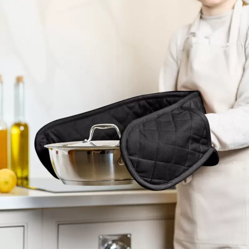 Stylish Double Oven Gloves with Insulated Cotton Mitts & Pot Holder - Various Designs - Classic, Bakeware 5