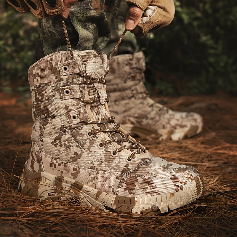 Product Introduction of Men's Trendy High Top Camouflage Boots, Comfy Non Slip Lace Up Durable Rubber Sole Hiking Shoes For Men's Outdoor Activities 6