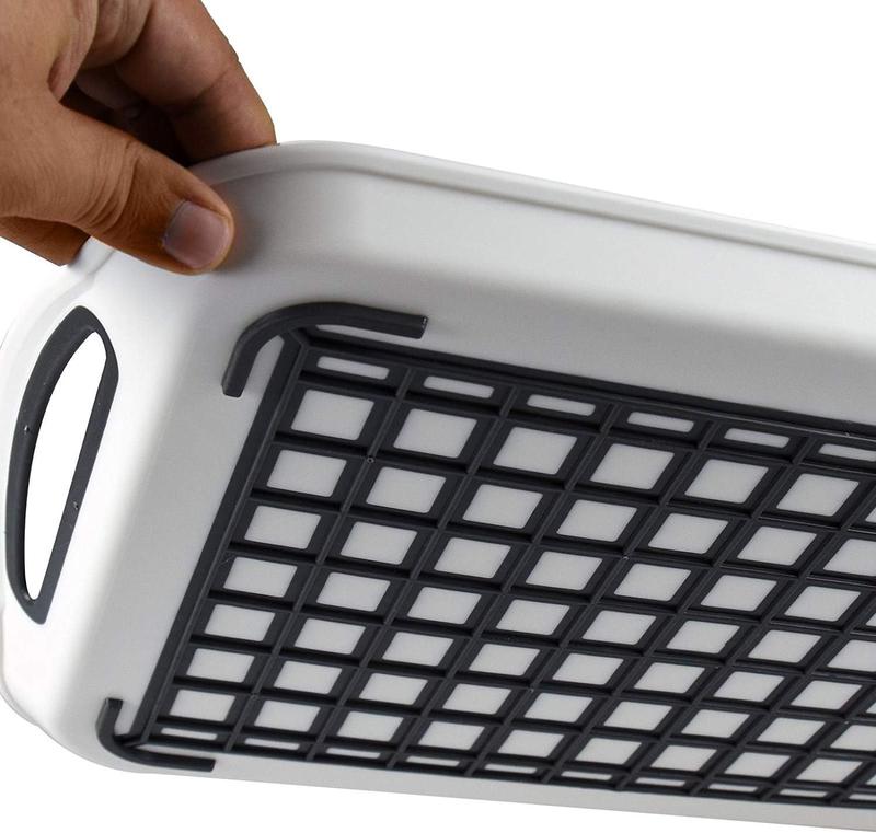 2x Anti-Slip Top and Bottom Plastic Serving Tray with High Grip Rubber Surface 5