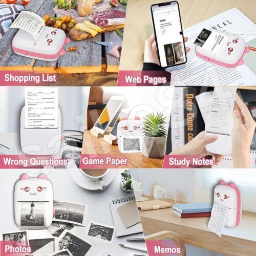 Mini Pocket Thermal Printer with Bluetooth, 14 Rolls Paper and 6 Pen for Photos Label Printing 6