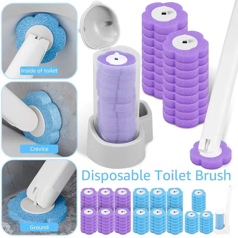36 Pcs Multi-Colour Toilet Brush Disposable Replacement Head Cleaning Kit 2