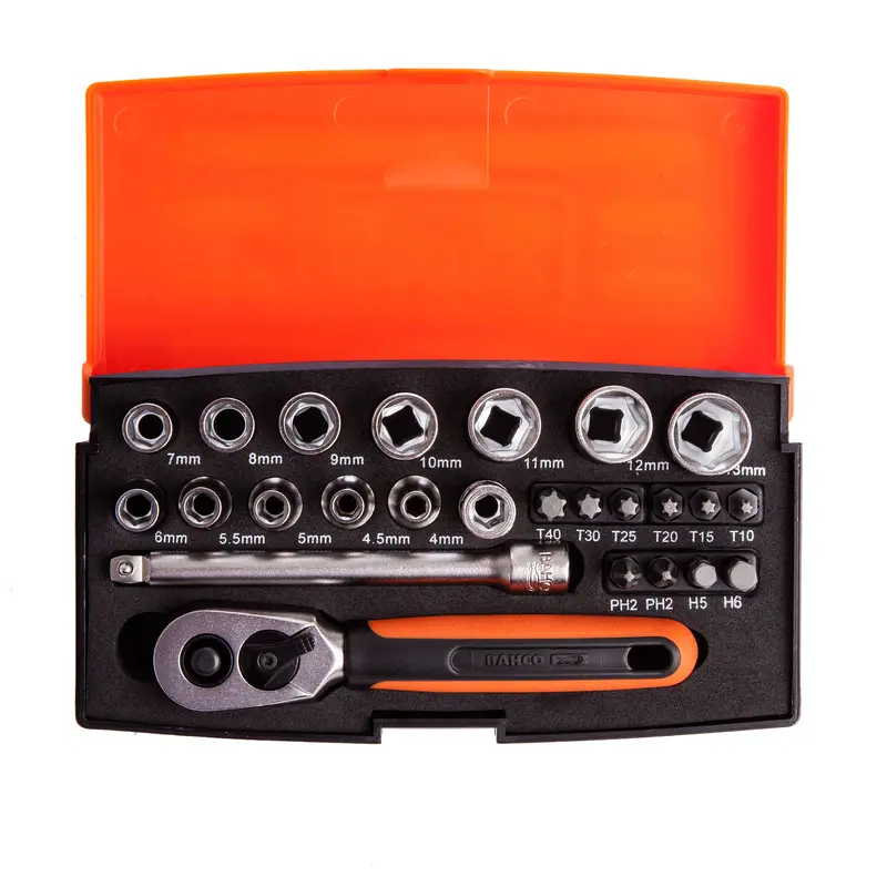 Bahco SL25 25 Piece 1/4" Hex Sockets + Mini 1/4" Ratchet & Screwdriver Bit Set 2