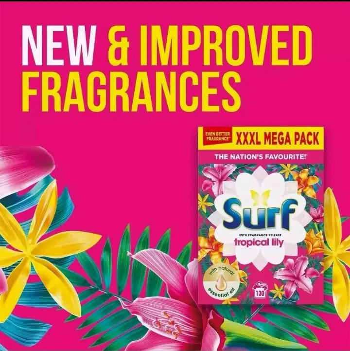 Surf Tropical Laundry Powder - 130 Washes for Household Cleaning Detergent 4