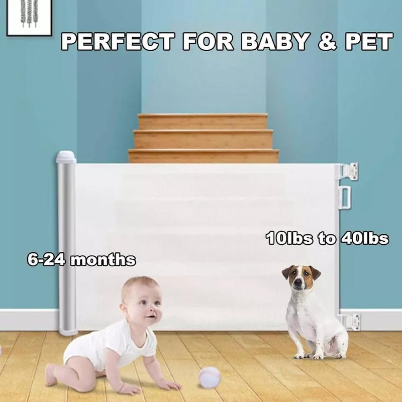 Retractable Pet Dog Gate Safety Guard Folding Baby Toddler Stair Gates Isolation 2