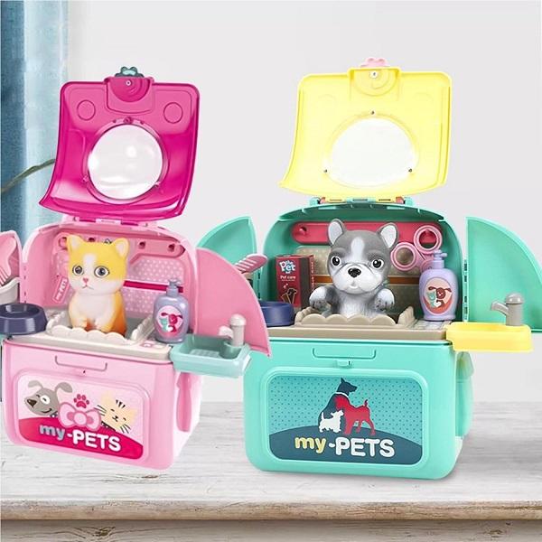 Kids Pet Space Bag Play House Set - 2 in 1 Pet Backpack for Dogs and Cats Grooming Kit 5