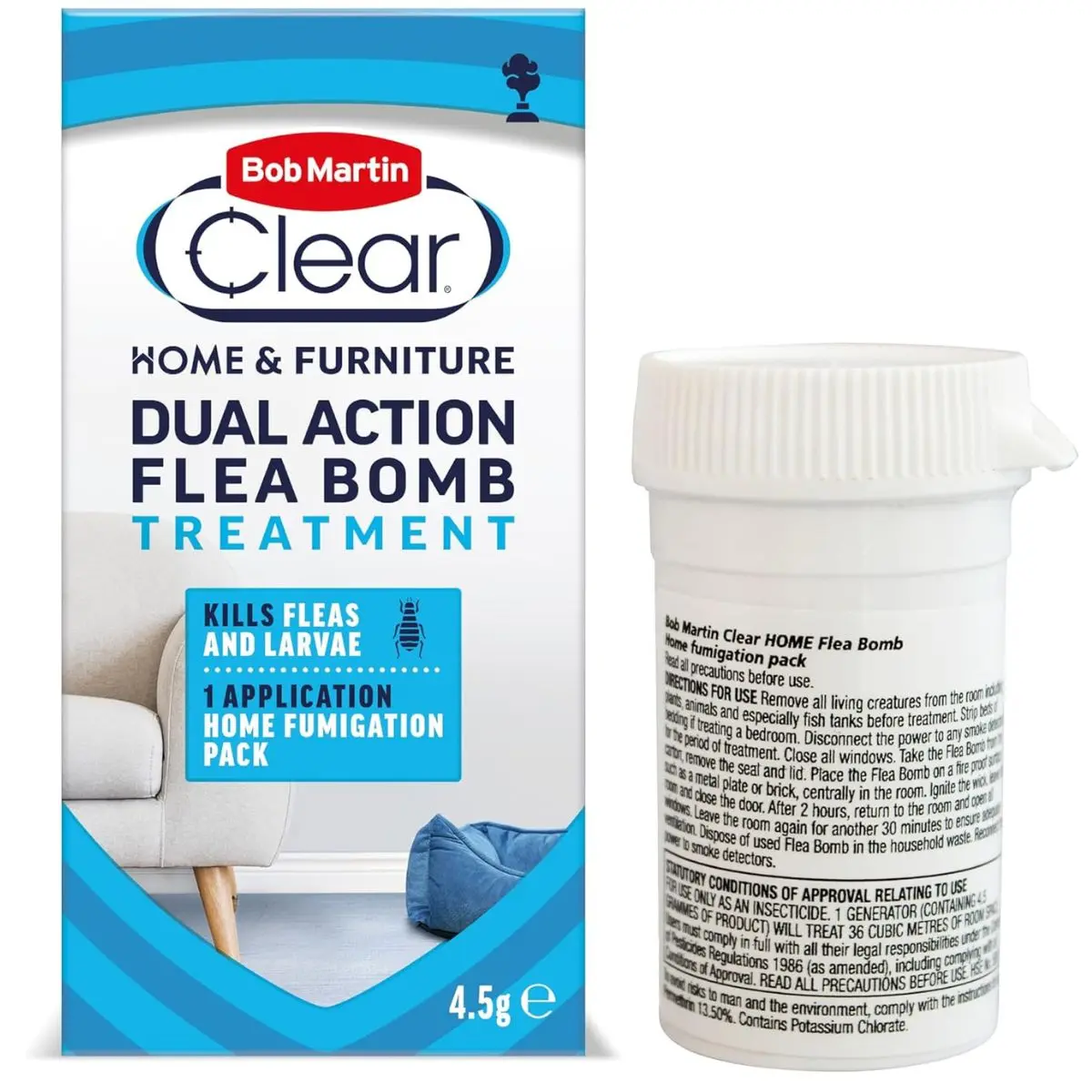 Bob Martin Clear Dual Action Flea Bomb for the Home - Kills Fleas Dead, Fast and Effective Household Treatment (1 Can)