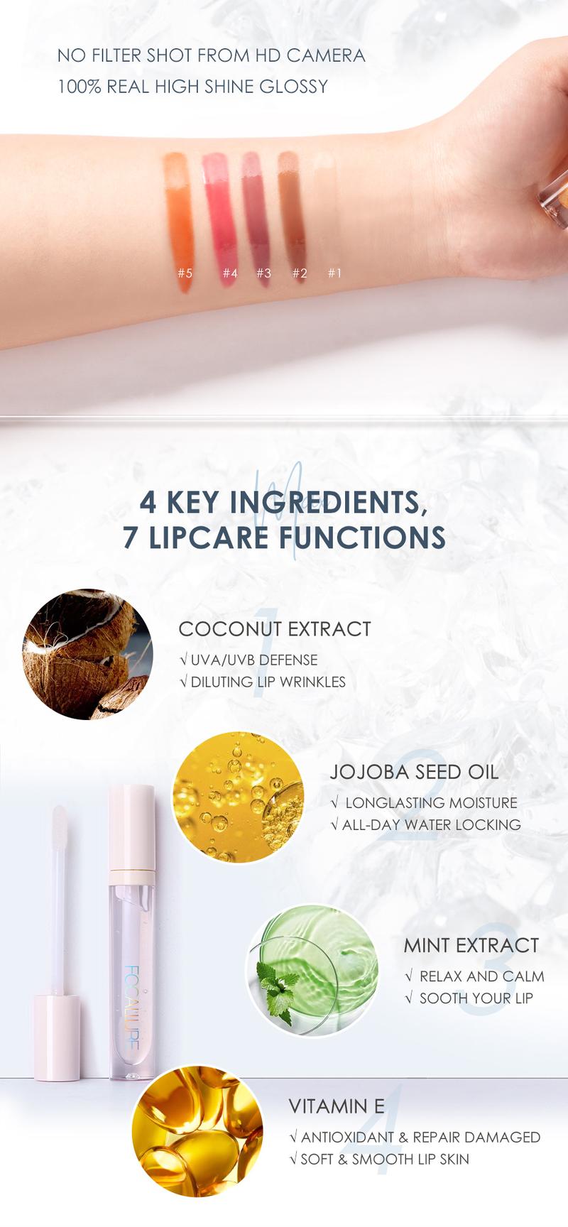 Product Introduction of FOCALLURE Moisturizing Liquid Lipstick High Pigment Plumpling Lipgloss Waterproof Not-sticky Lip Balm Lip Tint Makeup Cosmetics 30