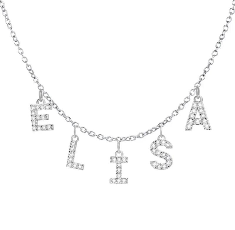 Amour Destinee 18K Gold Plated Initial Name Necklace, Silver Initial Pendant Name Necklace, Special Personalised Gift, Up to 1-9 Initials 5