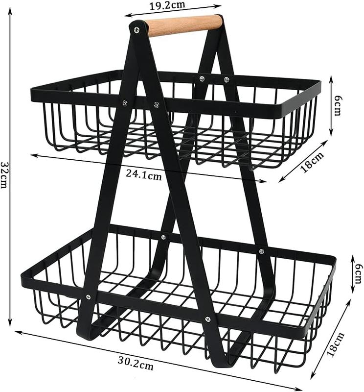 2-Tier Fruit Storage Basket – Multi-Purpose Fruit & Vegetable Holder, Bread Basket & Kitchen Organizer Decorative 5
