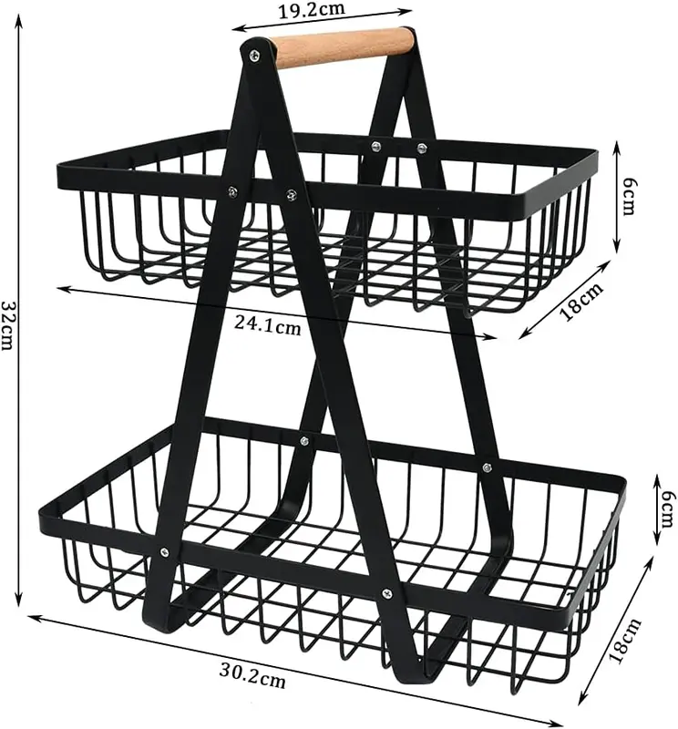 2-Tier Fruit Storage Basket – Multi-Purpose Fruit & Vegetable Holder, Bread Basket & Kitchen Organizer Decorative 4