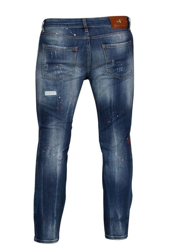 New Georgio Peviani Jeans Patchwork Paint Splatter Distressed Ripped Denim Jeans 4