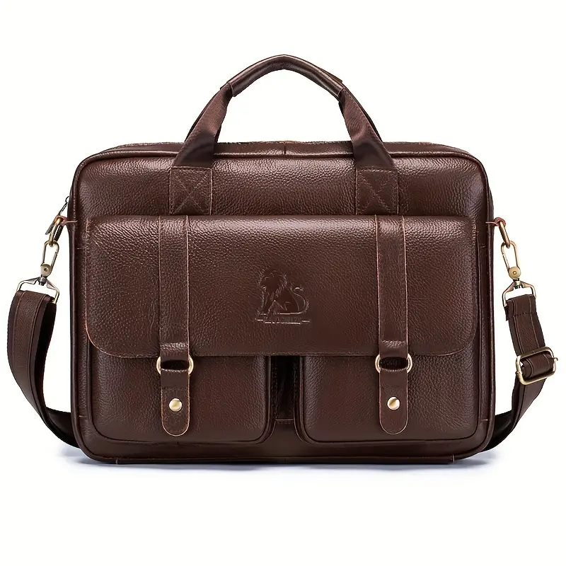 Men's Genuine Leather Briefcase - 15.6" Laptop Messenger Bag with Multiple Compartments & Adjustable Strap 6