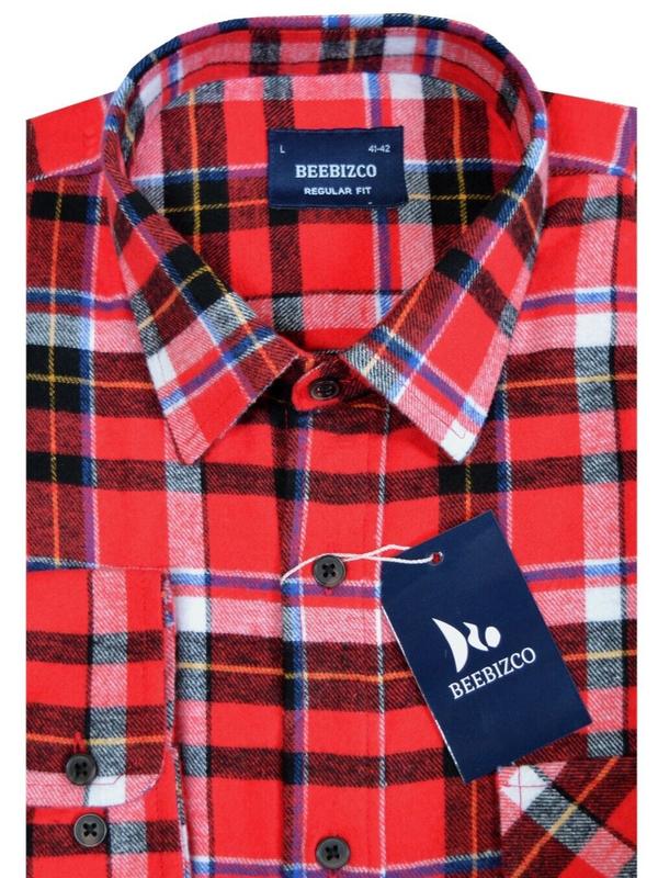 Beebizco Plaid Flannel Shirt Lumberjack Yarn Dyed Check Brushed 100% Cotton Menswear Checkered Checkered 1