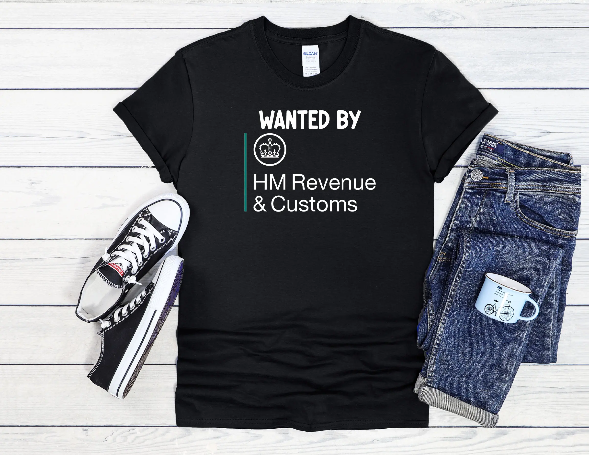 Wanted By HMRC Funny Humorous Wanted By HM Revenue & Customs  Men Women Unisex Top T Shirt