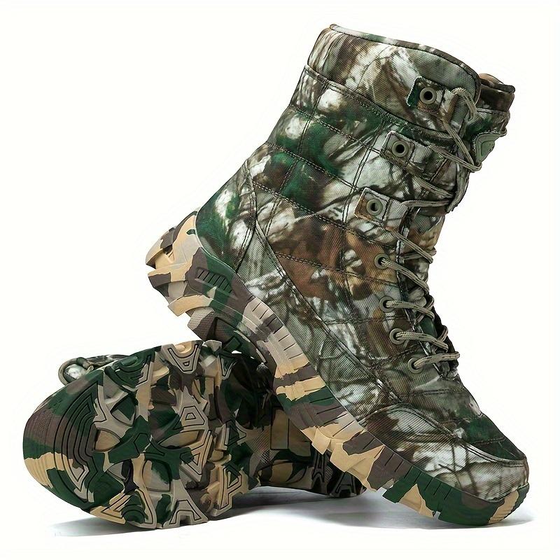 Product Introduction of Men's Trendy High Top Camouflage Boots, Comfy Non Slip Lace Up Durable Rubber Sole Hiking Shoes For Men's Outdoor Activities 2