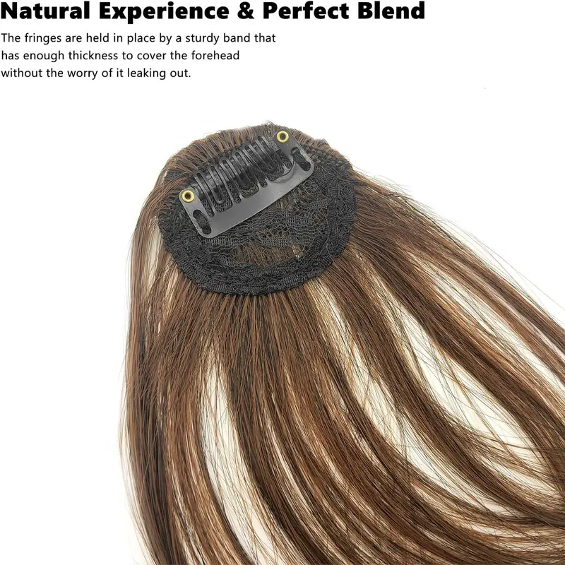 Clip in Fringe, Clip in Bangs for Women Hair Extensions with Temples Hairpieces, Fashion Wispy Bangs Fringe Air Bangs Clip for Daily Wear Y7LHJFP (light brown) 3