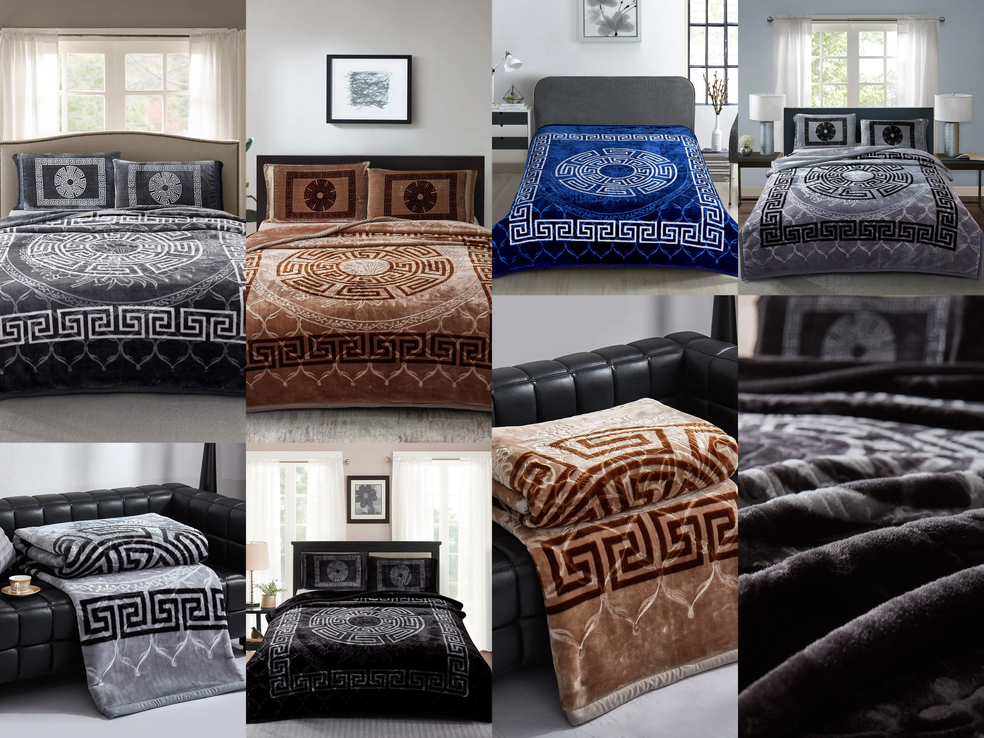 2 Ply Heavy Blanket - Free matching Pillow cases - Greek Design - Thick & Warm Soft Bed Throw -King/Double size - Cloudy Embossed - Double Sided - 200 cm X 240 cm 5 star hotel blankets sofa